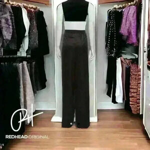 EUC Escada wide leg black silk pants size 14- elastic waist high waist-close…
